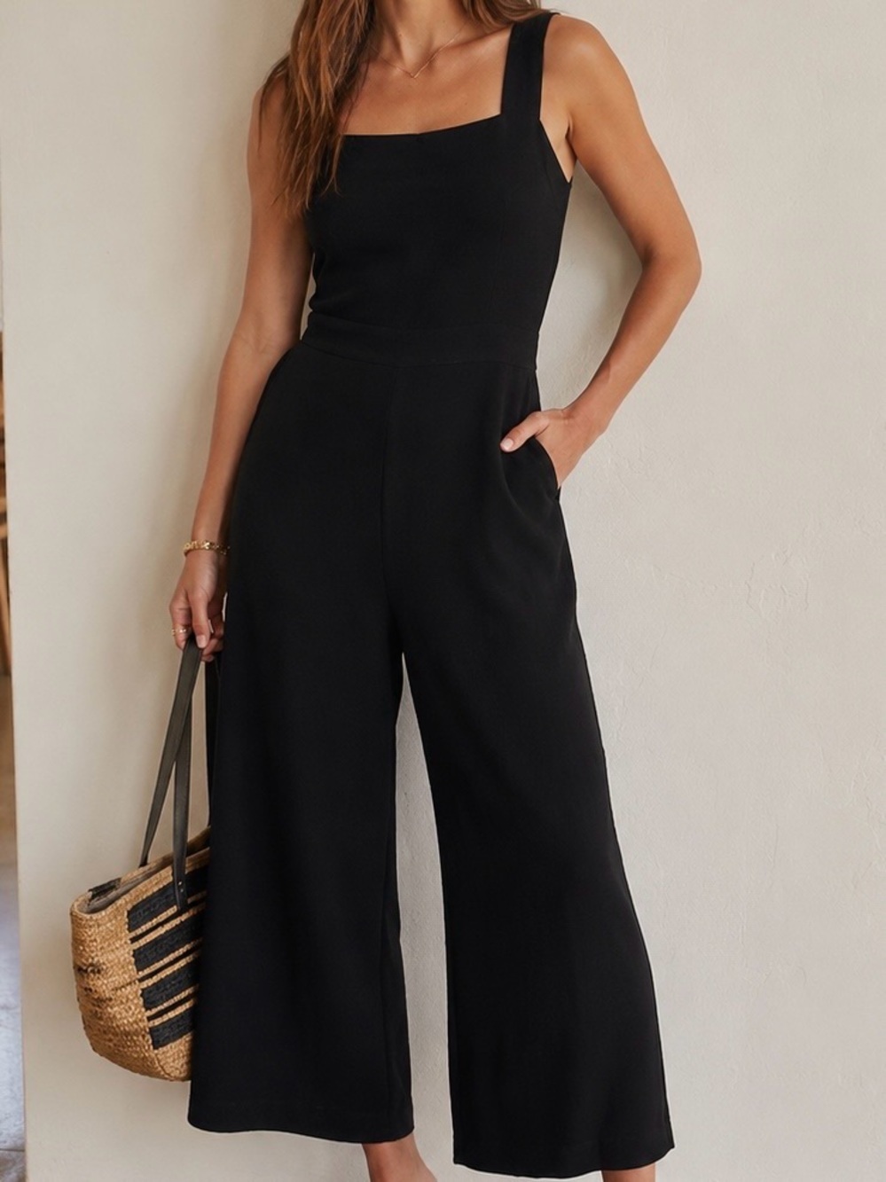 Madewell ‘Easy Apron Bow-Back Wide Leg Jumpsuit’ in “True Black” Women’s Size 8
